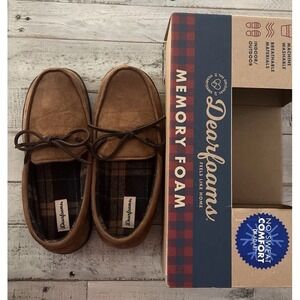 Dearfoams Chestnut Men's Moccasin Memory Foam‎ Slippers Shoes Size SM (7-8)